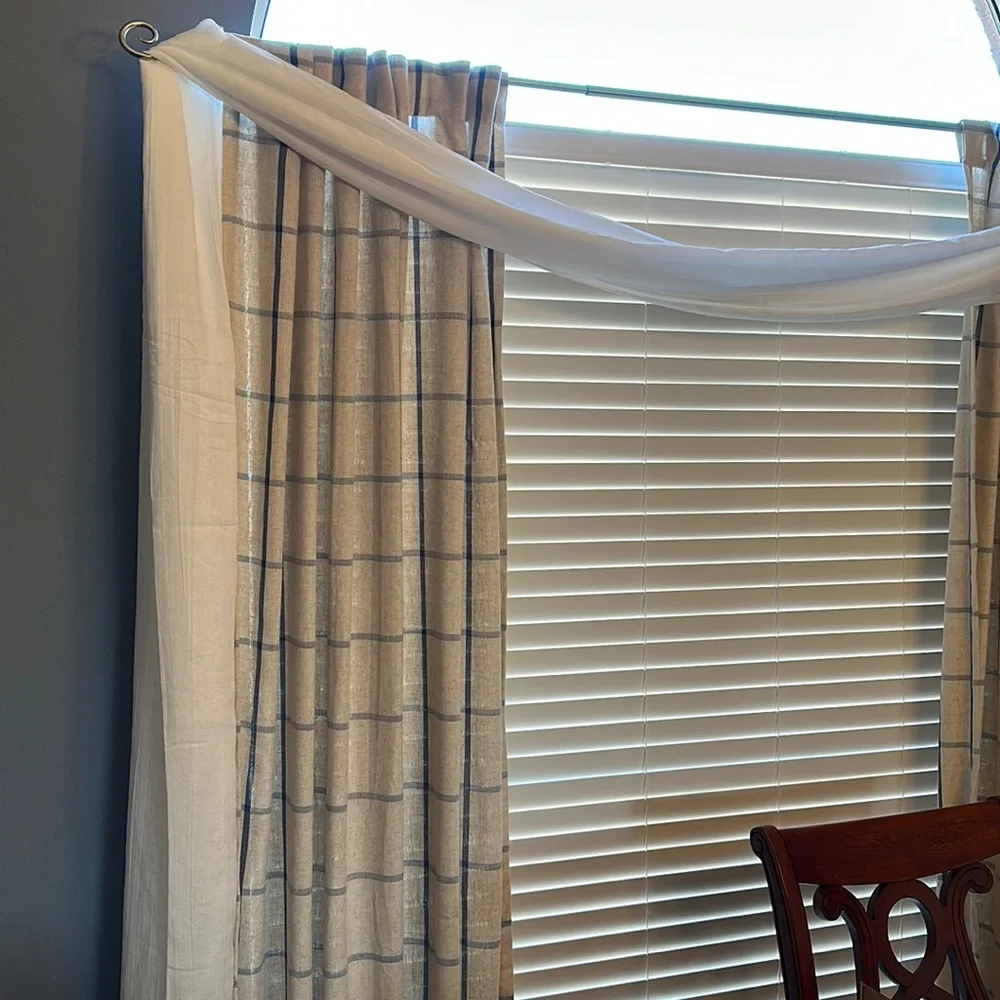 16 foot long semi sheer window scarf EUC white 45 inches wide Madison Park